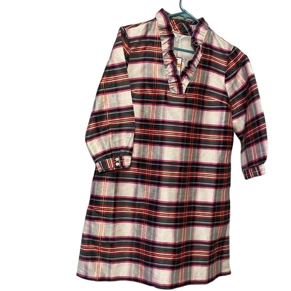 Crown & Ivy Plaid Dress Ruffle Neck, Size Medium - Picture 2 of 6